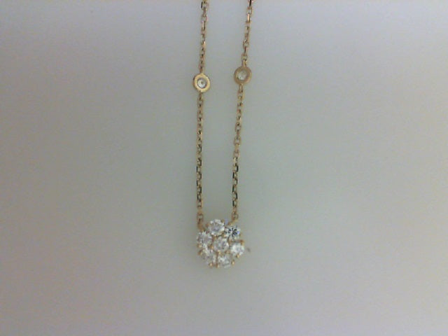 18KT YG .52CT .27CT RD DIA NECKLACE