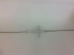 14KT WG 23 RD DIA .50CTTW SIDE CROSS BRACELET
