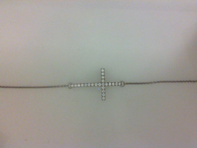 14KT WG 23 RD DIA .50CTTW SIDE CROSS BRACELET