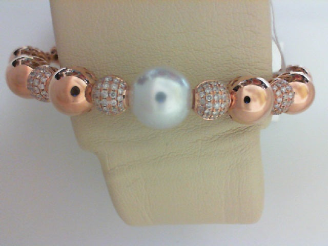 18KT RG 1.05CTTW 168 RD DIA W 10.9MM WHITE PEARL BANGLE BRACELET