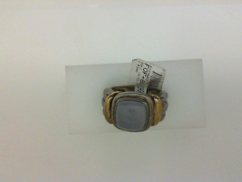 18KT YG SS CHALCADONY RING