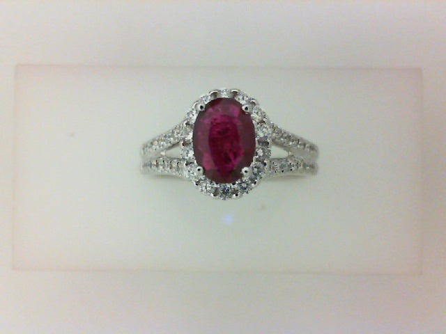 14KT WG .38CTTW RD DIA W .83CT OVL RUBY RG