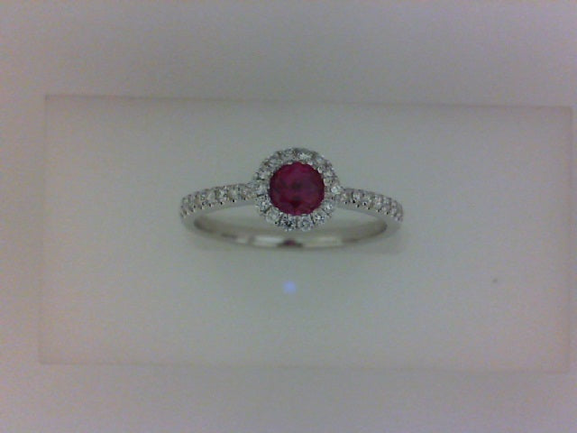 14KT WG 30 RD DIA .17CTTW W 1 RD RUBY .31CT RING