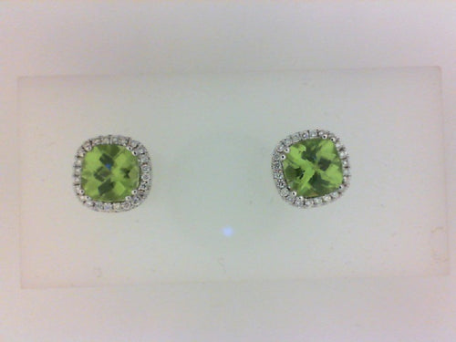 14KT WG 48 RD DIA .15CTTW 2 PERIDOT 1.79CTTW EARRINGS