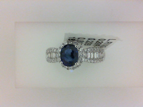 18KT WG .22CTTW 14 BAG/ .94CT SAPH .29CTTW 22 RD DIA RG