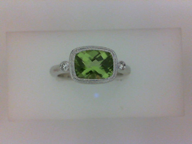 18KT WG .03CTTW RD DIA W 1.62CTTW  PERIDOT