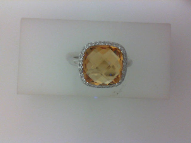 14KT WG 4.21CT CITRINE W .11CTTW RD DIA RING