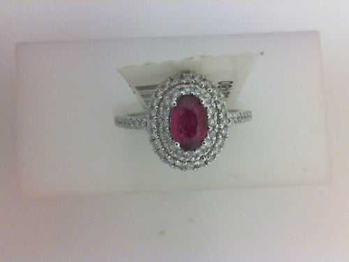 18KT WG .53CTTW OVAL RUBY W .36CTTW 70 RD DIA RING