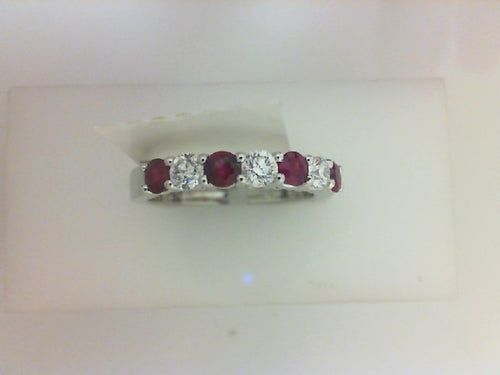 18KT WG .35CTTW 3 RD DIA W .50CTTW 4 RUBY BAND