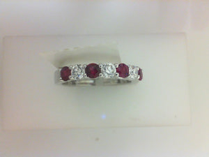 18KT WG .35CTTW 3 RD DIA W .50CTTW 4 RUBY BAND