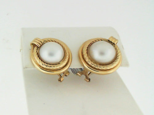 14KT YG MABE PEARL EARRINGS