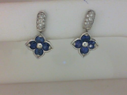 PLAT .11CT TW DIA SAPHIRE EARRINGS