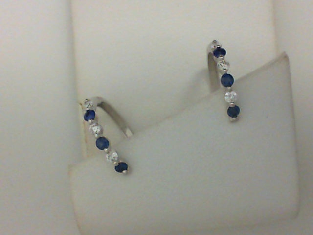 14KT WG 6RD .22CTTW RD DIA W 6 RD .33CTTW SAPH EARRINGS
