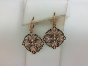 14KT RG 88 RD DIA .37CTTW/ 220 BRWN DIA 1.66CTTW EARRINGS