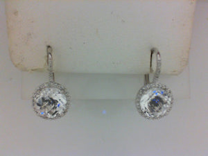 14KT WG 58 RD DIA .17CTTW W 2 WH QRTZ 4.17CTTW LEVER BACK EARRINGS