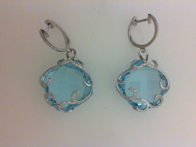 14KT WG 2 BL TOP 41.44CTTW W .18CTTW 76RD DIA EARRINGS