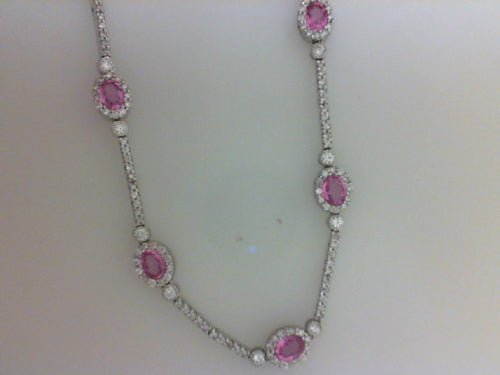 1.55CTTW RD W 3.00PINK SAPH NECKLACE