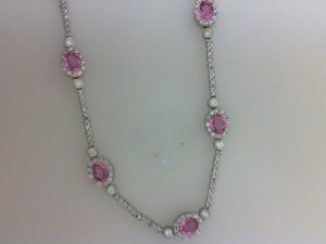 1.55CTTW RD W 3.00PINK SAPH NECKLACE