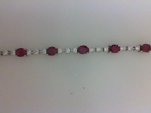 18KT WG 1.61CTTW RD DIA W 5.14CTTW RUBY BRACELET