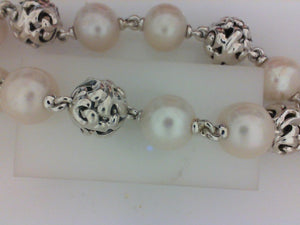 38" SS IVY NECKLACE  W 36WHITE PEARLS