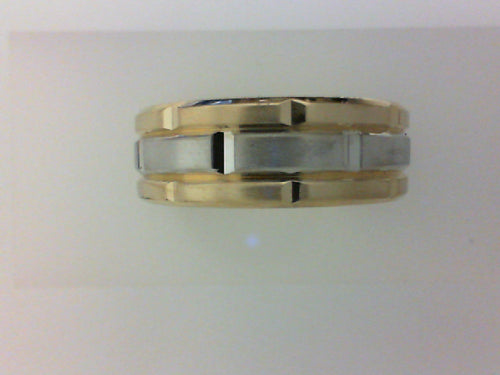 14kt 2 TONE CF 8MM ENGRAVED BAND