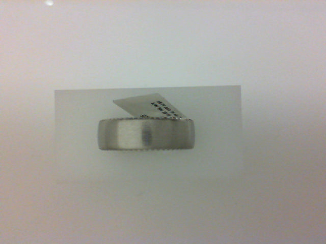 Gent's White 14 Karat Satin 7.5mm rivet coin edge Wedding Band Size 10
