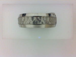 14KT WG 7.5MM HAMMERED CENTER W POL BEVELED EDGES
