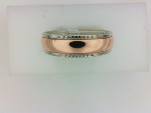 14KT WG/RG 6MM MILGRAIN EDGE  HIGH POLISHED RG CENTER