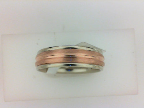 14KT WG/RG SATIN CENTER CUT RG W  POL EDGE