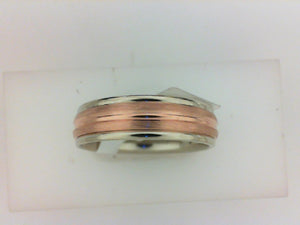 14KT WG/RG SATIN CENTER CUT RG W  POL EDGE