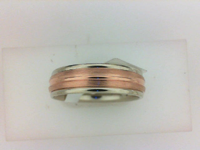 14KT WG/RG SATIN CENTER CUT RG W  POL EDGE