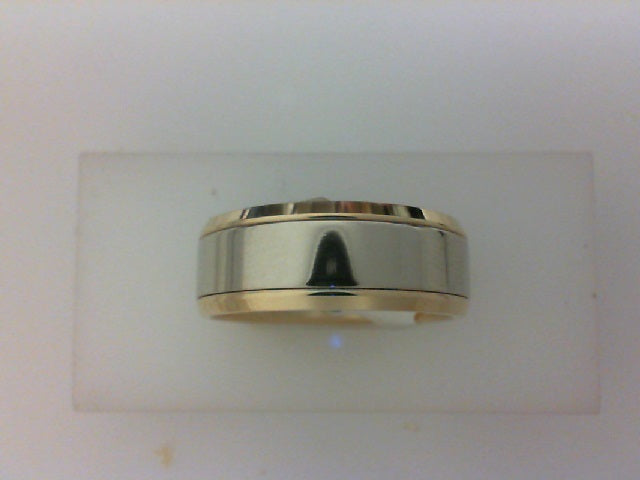14K TT BEVELED EDGE HIGH POLISH BAND