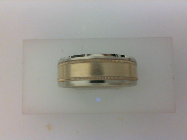 14KT TT SATIN YEL CENTER W MILGRAIN