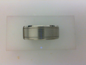 14KT WG 8MM BEV EDGE SATIN CENTER