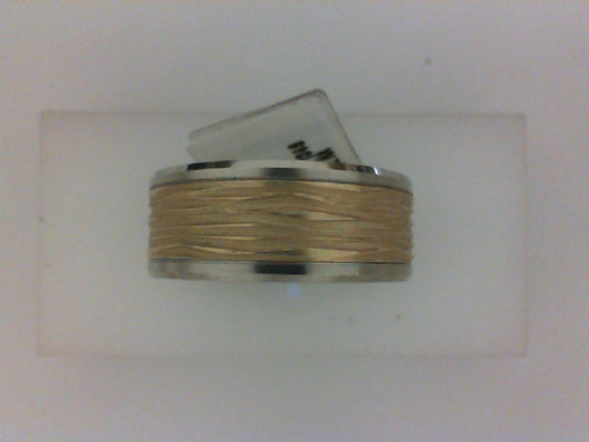 9MM 14KT TT POL BEVELED EDGE WITH YELL HORIZONTAL BARK  CENTER