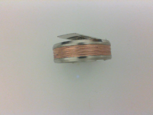 14K WG/ROSE 7MM DROP BEVEL WITH HORIZONTAL BARK CENTER