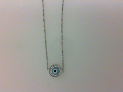 18kt wg lt bl enamel evil eye bracelet