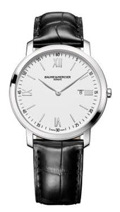 CLASSIMA STEEL QRTZ WH DIAL W BLK ALLIGATOR STRAP