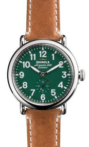 RUNWELL 41MM GREEN DIAL 20MM BROWN LEATHER STRAP