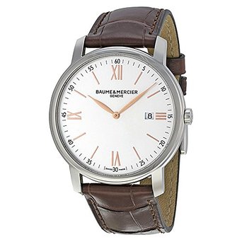 CLASSIMA EX ST LEATHER QRTZ SILVER DIAL WITH BROWN RED ALLIGATOR STRAP