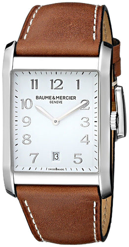HAMPTON STEEL QRTZ WHITE DIAL LIGHT BROWN CALF SKIN STRAP