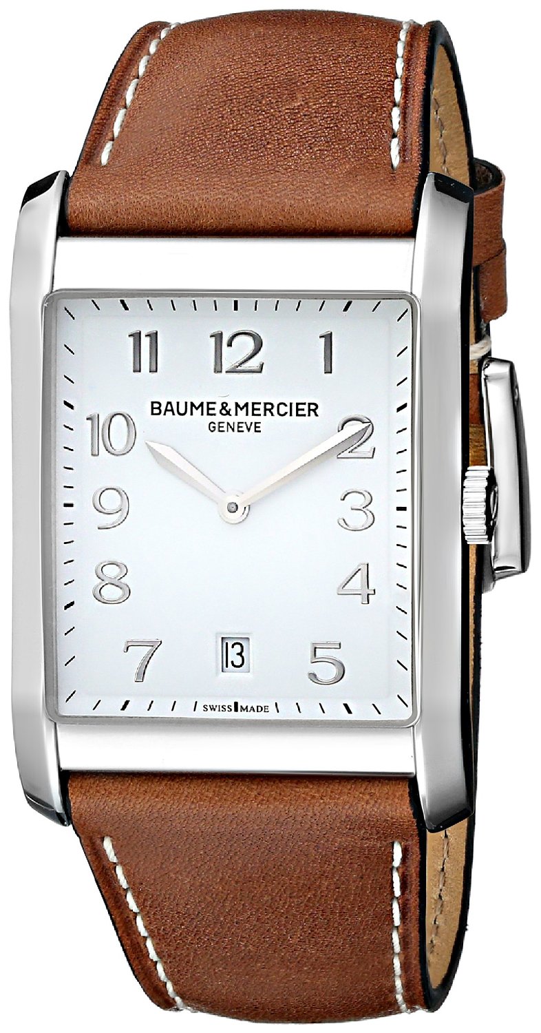 HAMPTON STEEL QRTZ WHITE DIAL LIGHT BROWN CALF SKIN STRAP