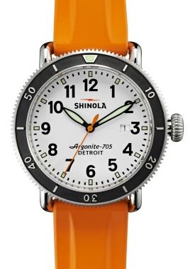 RUNWELL SPORT 42MM SS BRUSHED/SHINEY PLATING WHITE DIALE ORANGE RUBBER  STRAP