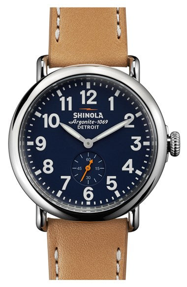 RUNWELL 41MM MATT VELVET MIDNIGHT BL DIAL W NATURAL ANILINE LATIGO STRAP