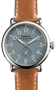 RUNWELL 41MM  GREY BLUE  DIAL BROWN LEATHER STRAP