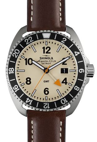 GAMBLER 44MM CREAM DIAL W DARK TAN LEATHER STRAP