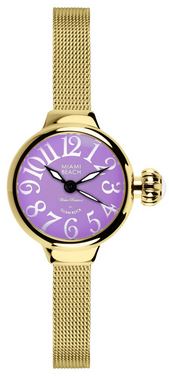 LDS QRTZ ART DECO VIOLET  DIAL YELL CASE & MESH BAND