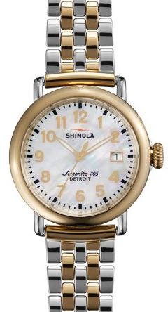 RUNWELL 36MM TT WHITE MOP DIAL LINK BRACELET