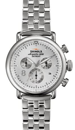 RUNWELL CHRONO CONTRAST 41MM SILVER DIAL 20MM LINK BRACELET