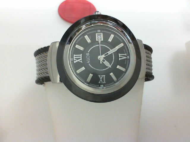 CERAMIC BLK/STEEL  37MM GREY & BLK CABLE QRTZ